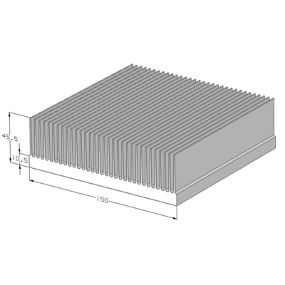 Flexible cutting length high power heat sink extrusion 150(W)*45(H)mm