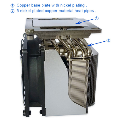 Square CPU cooler heat pipe active side blowing