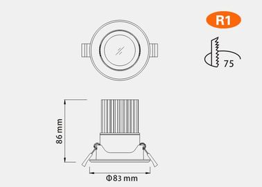 12W 83diameter COB LEDs Tridonic aluminum gray DIRECT REPLACEMENT LED DOWN LIGHT